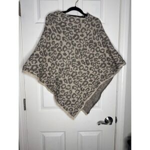 NARDI & TAGLIAFERRI Italian Made Leopard Print Wool/Mohair Blend Poncho Pullover